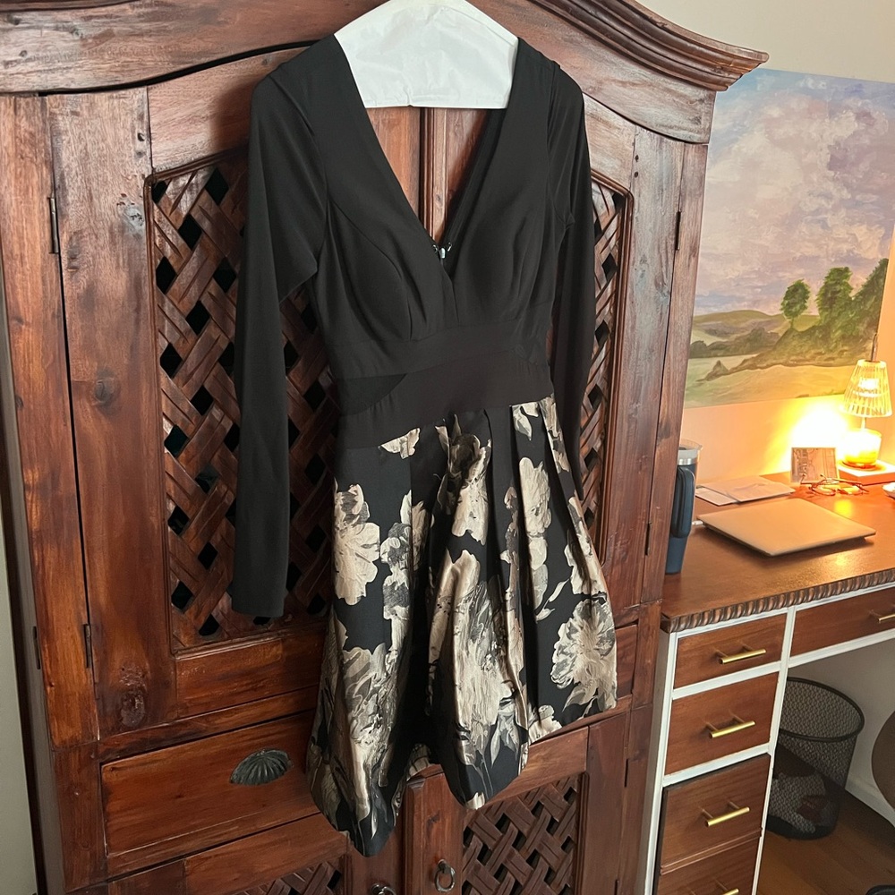 Elegant Black and Gold Floral Dress